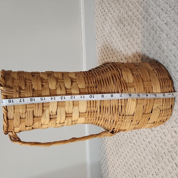 Tall Vintage Woven Wicker Basket Picher Vase With Handle - Natural Brown - Picture 2 of 11